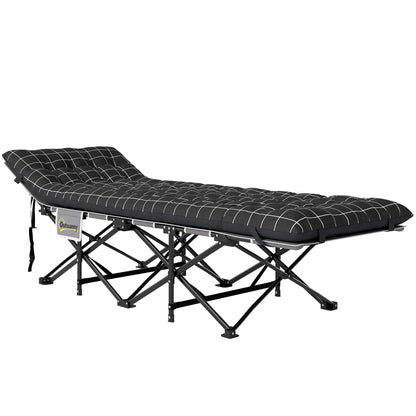 Nancy's Ghilarza Campingbed - Stretcher - Vouwbed - Veldbed - Zwart - ± 190 x 65 x 35 cm