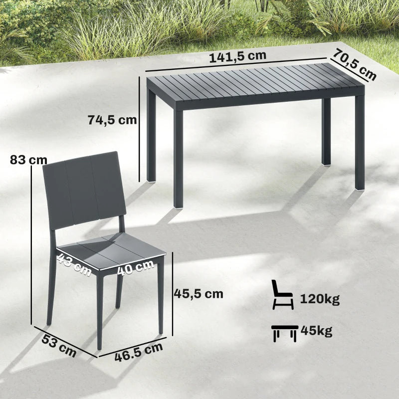 Nancy's Sarre Tuinset - 5-Delige Tuinmeubelset - Tuintafel Set - Grijs - Staal / Kunststof