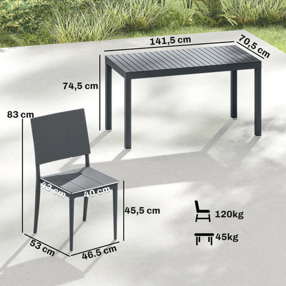 Nancy's Sarre Tuinset - 5-Delige Tuinmeubelset - Tuintafel Set - Grijs - Staal / Kunststof