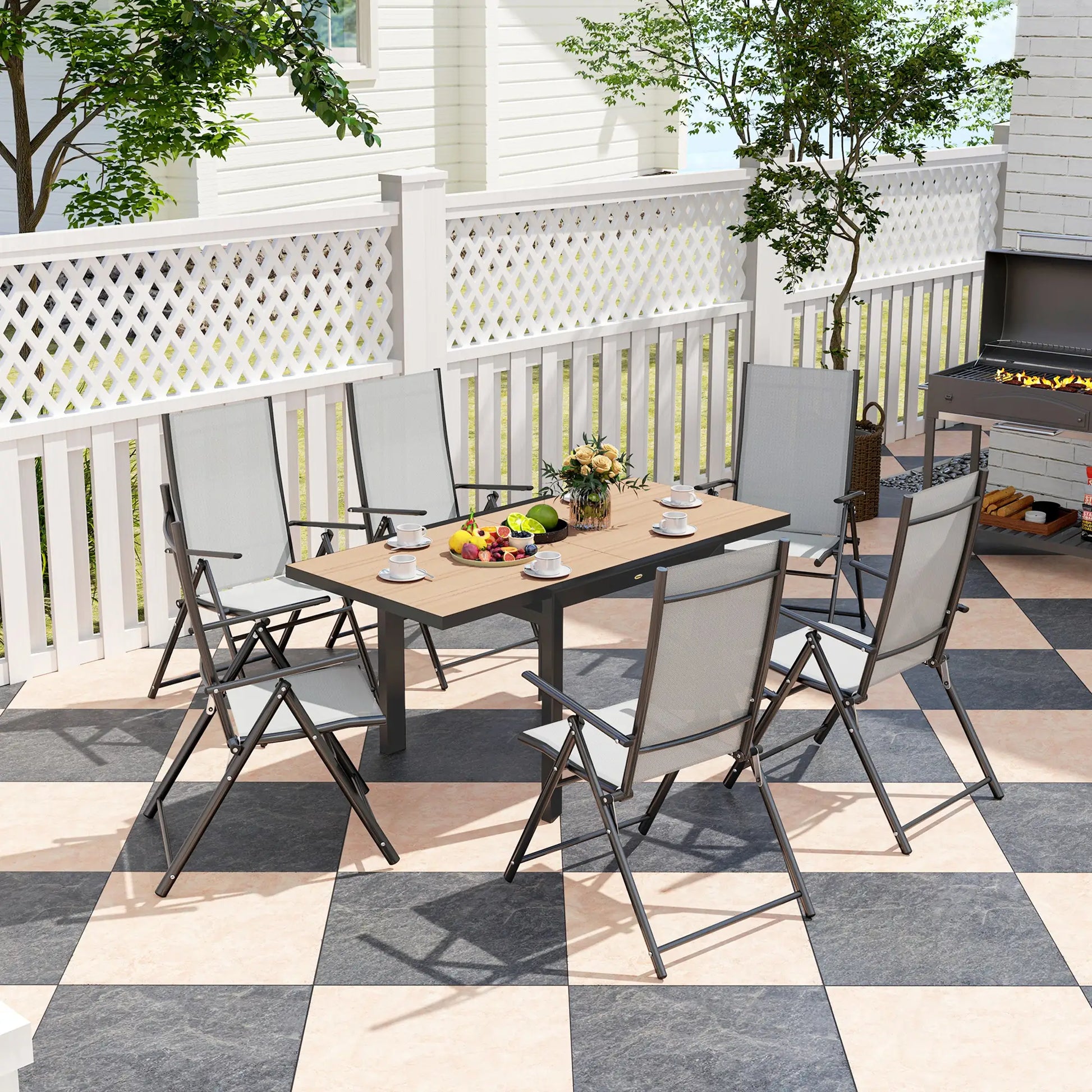 Nancy's Cornaredo Tuintafel - Terrastafel - Eettafel voor Buiten - Uitschuifbaar - Hout / Grijs - ± 80/160 x 80 x 75 cm