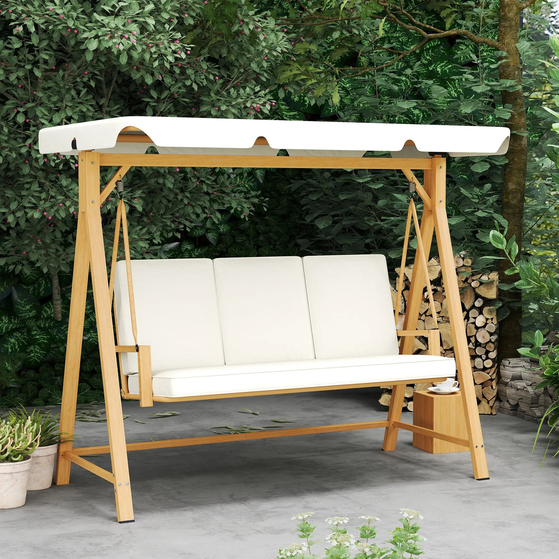 Nancy's Gavi Schommelbank - Hollywoodschommel - Tuinschommel - Beige - ± 200 x 120 x 170 cm