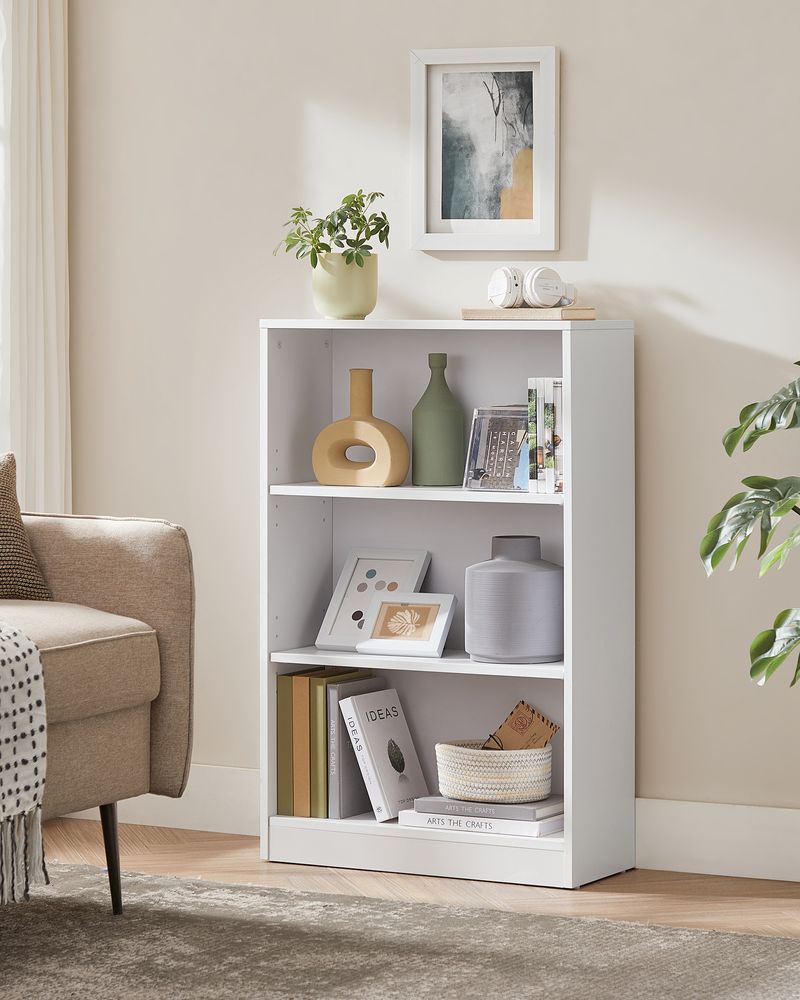 Nancy's Tadley Bookcase White - Storage cabinet with 3 compartments - Cupboard - Modern - 60 x 24 x 93 cm