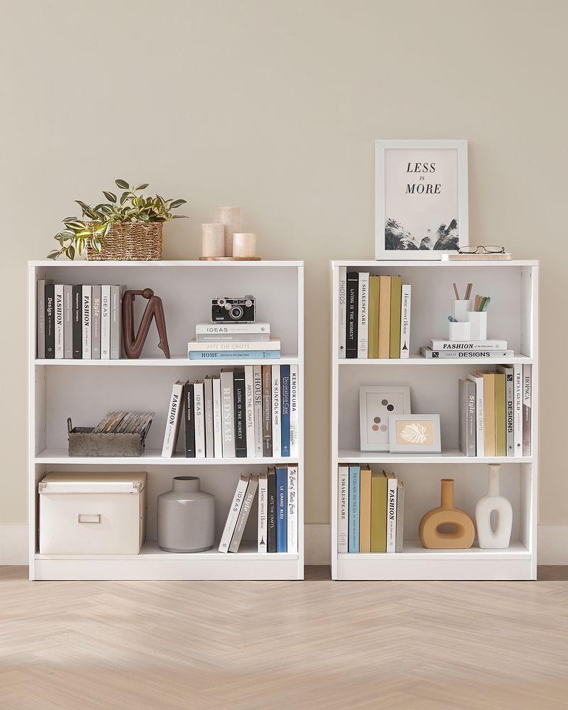 Nancy's Tadley Bookcase White - Storage cabinet with 3 compartments - Cupboard - Modern - 60 x 24 x 93 cm