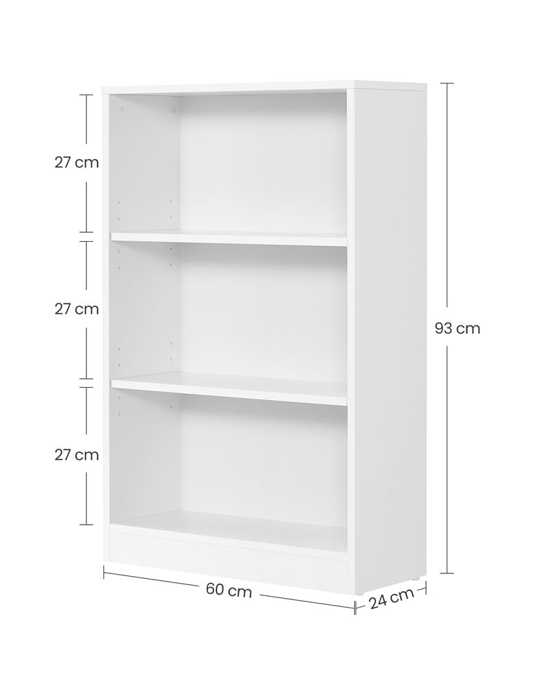 Bibliothèque Tadley de Nancy Blanc - Meuble de rangement à 3 compartiments - Placard - Moderne - 60 x 24 x 93 cm