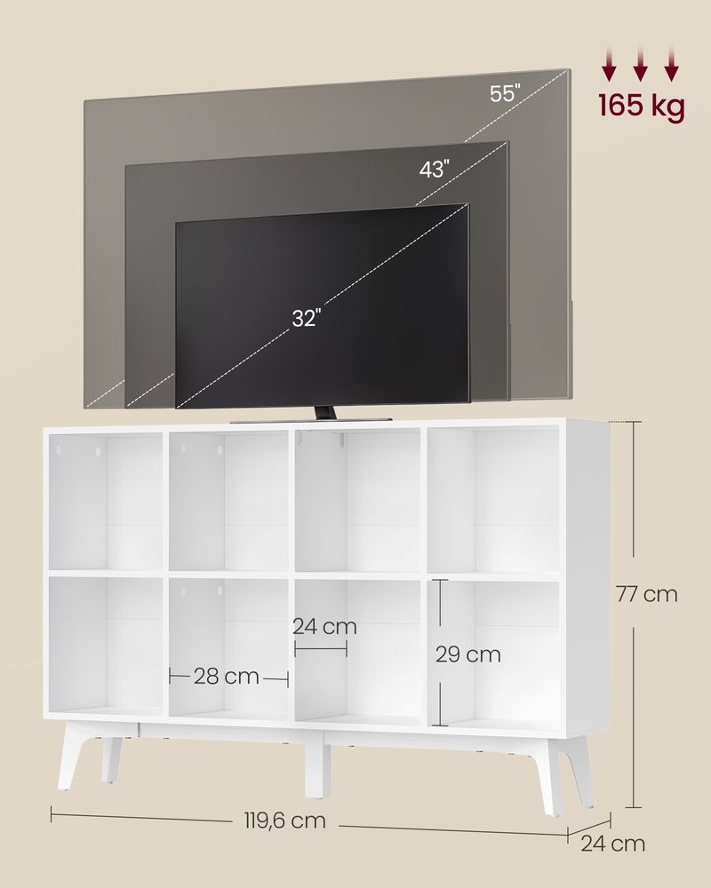 Nancy's Thiene Boekenkast - Opbergkast - Opbergrek - Wit - ± 120 x 25 x 75 cm