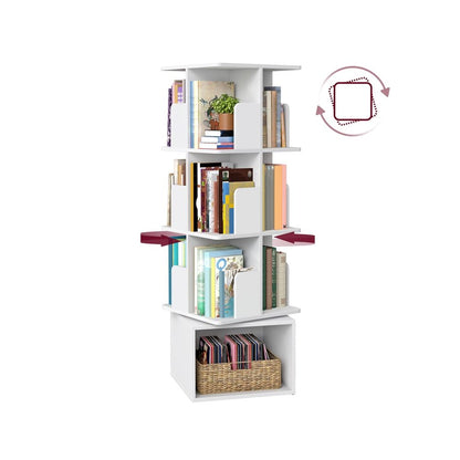 Nancy's Poviglio Boekenkast - Opbergkast - Opbergrek - 360° Draaibaar - Wit - ± 40 x 40 x 125 cm