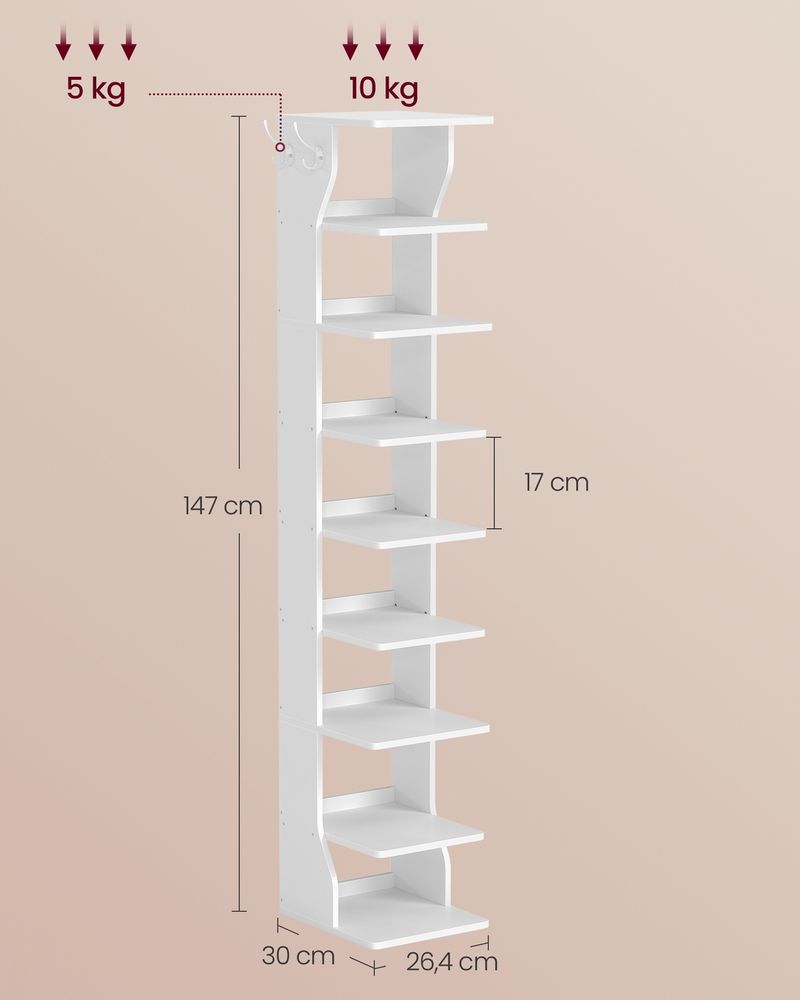 Nancy's Paola Schoenenrek - Opbergrek voor schoenen - Wit - ± 25 x 30 x 145 cm