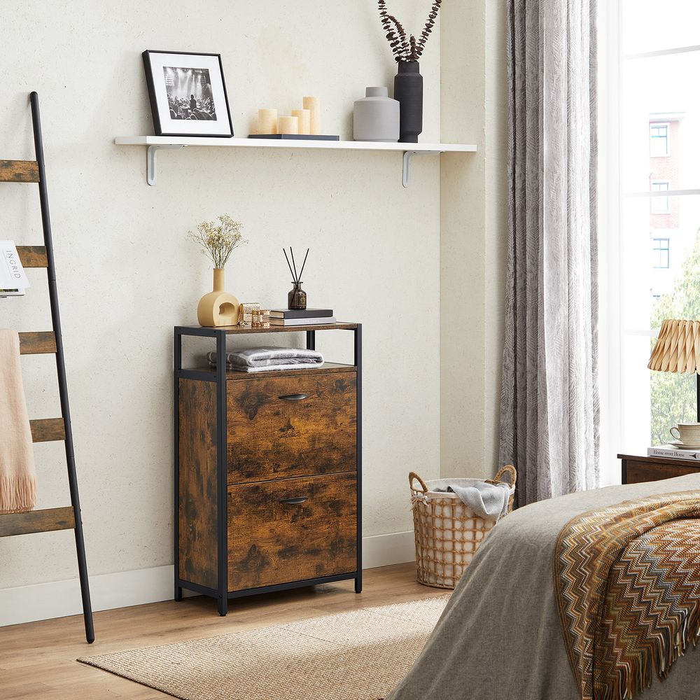 Nancy's Brennero Schoenenkast - Schoenenrek - Vintage Bruin / Zwart - 60 x 30 x 95 cm