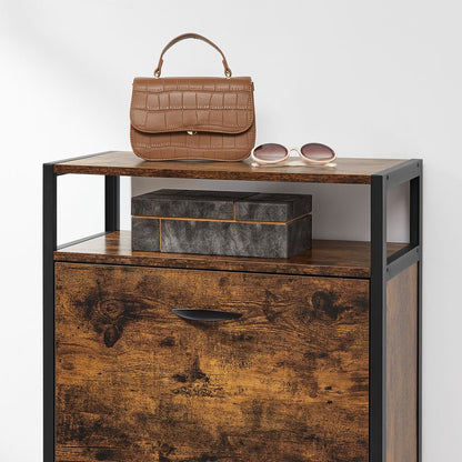 Nancy's Brennero Schoenenkast - Schoenenrek - Vintage Bruin / Zwart - 60 x 30 x 95 cm