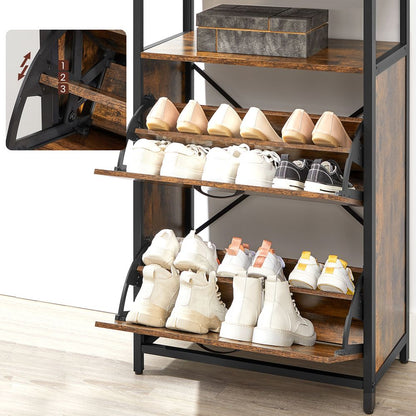 Nancy's Brennero Schoenenkast - Schoenenrek - Vintage Bruin / Zwart - 60 x 30 x 95 cm