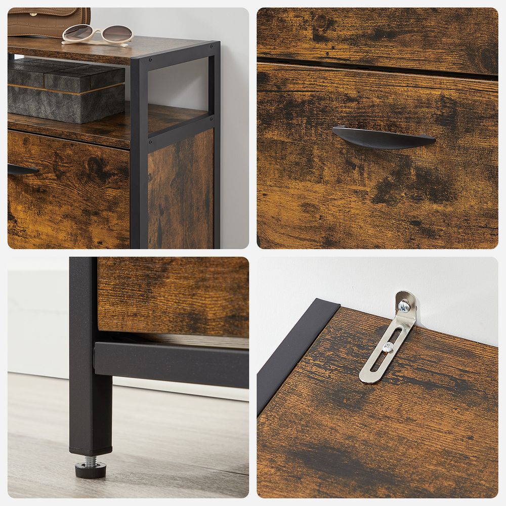 Nancy's Brennero Schoenenkast - Schoenenrek - Vintage Bruin / Zwart - 60 x 30 x 95 cm