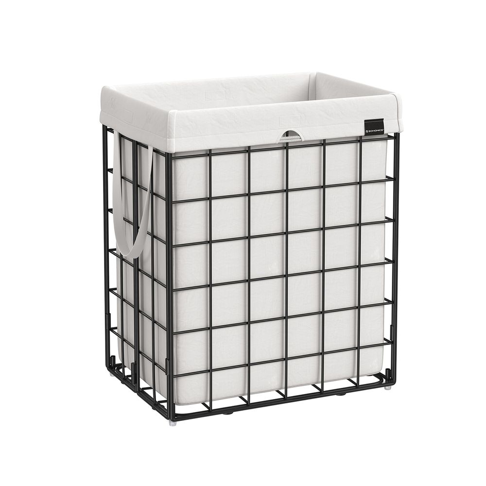 Nancy's Loughton Laundry Basket - Modern - Steel - Black - White - 90 liters - 48 x 33 x 58 cm