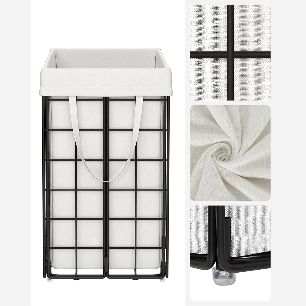 Panier à linge Nancy's Loughton - Moderne - Acier - Noir - Blanc - 90 litres - 48 x 33 x 58 cm