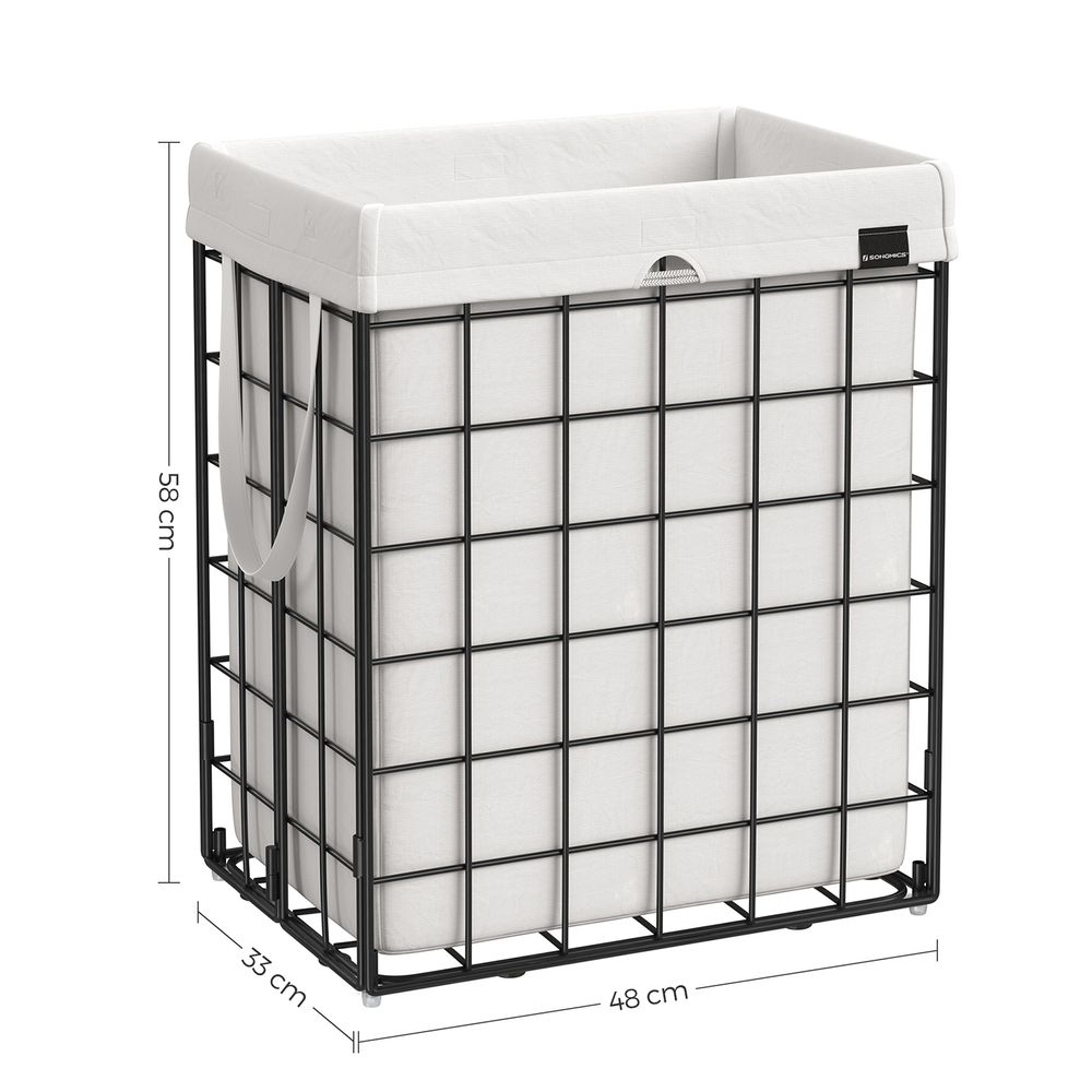 Nancy's Loughton Laundry Basket - Modern - Steel - Black - White - 90 liters - 48 x 33 x 58 cm