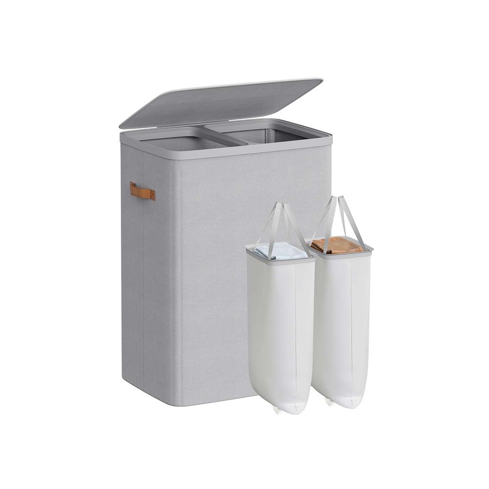Nancy's Grignasco Wasmand - Wasbox - Wassorteerder - 2 Vakken - Grijs - 170 Liter