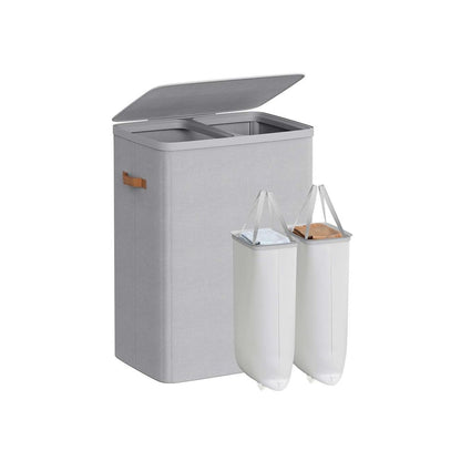 Nancy's Grignasco Wasmand - Wasbox - Wassorteerder - 2 Vakken - Grijs - 170 Liter