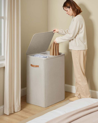 Nancy's Grigno Wasmand - Wasbox - Wassorteerder - 2 Vakken - Beige - 170 Liter