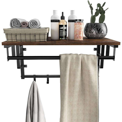 Nancy's Ellensburg Wandkapstok - Met 5 Haken - Ophangrail - Opbergrek - ± 65 x 30 x 30 cm