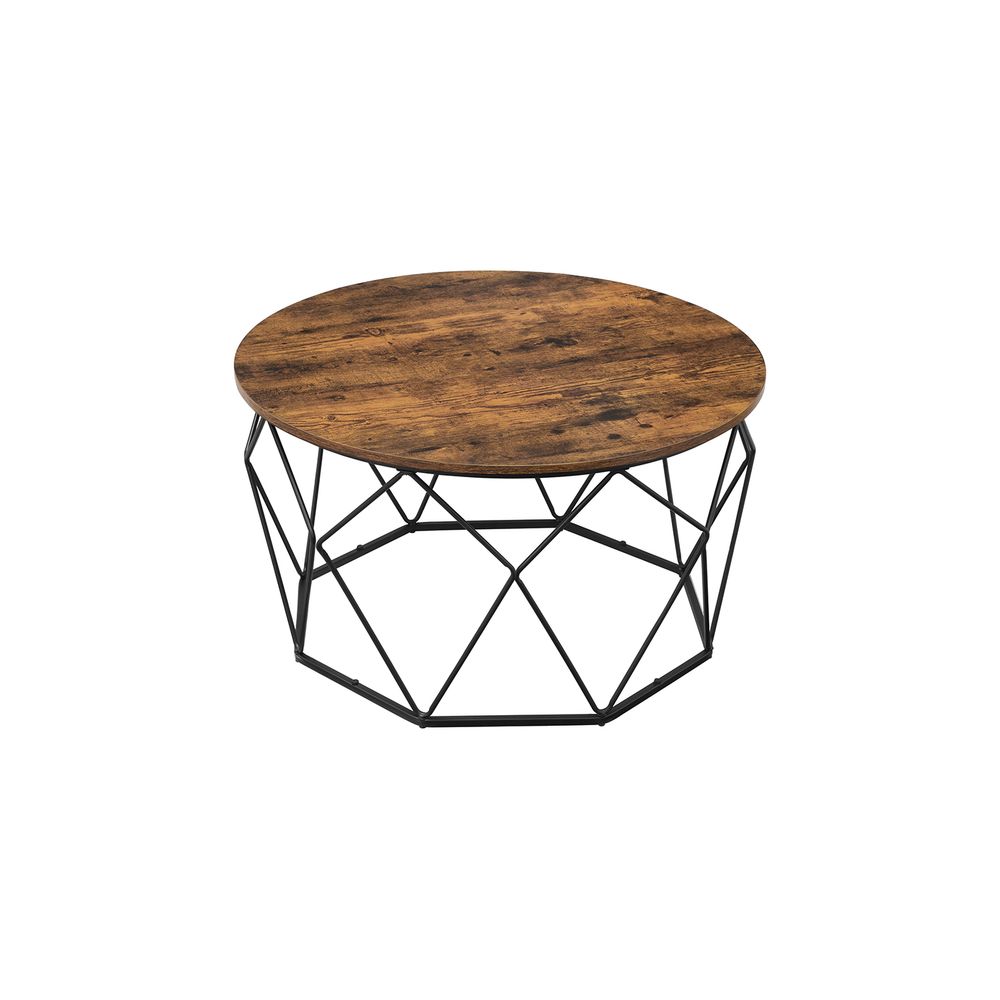 Nancy's Wombwell Salontafel Multifunctioneel - Bruin - Zwart - Industrieel - Vintage - 80 x 45 cm Ø x H