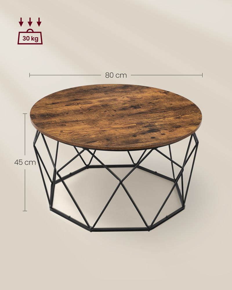 Nancy's Wombwell Salontafel Multifunctioneel - Bruin - Zwart - Industrieel - Vintage - 80 x 45 cm Ø x H