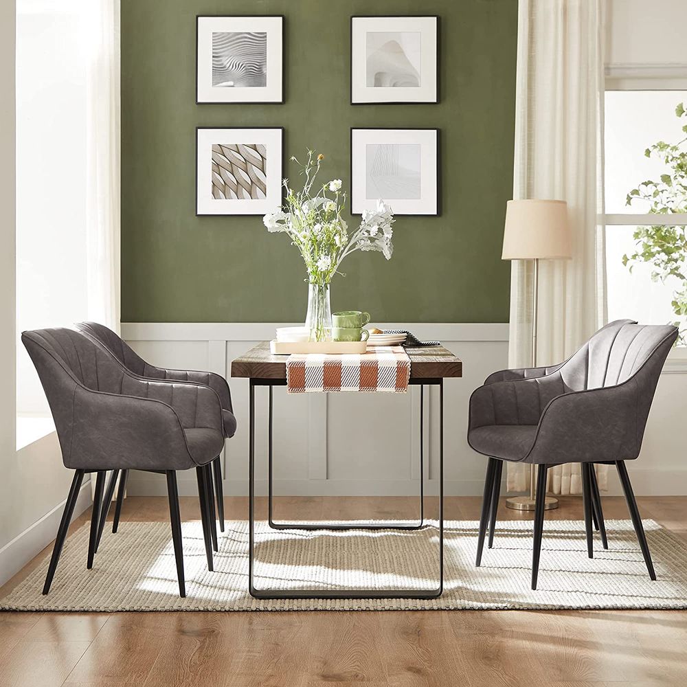 Nancy's Kesgrave Eetkamerstoel Grijs - Staal - Polyurethaan - Modern - 62,5 x 60 x 85 cm
