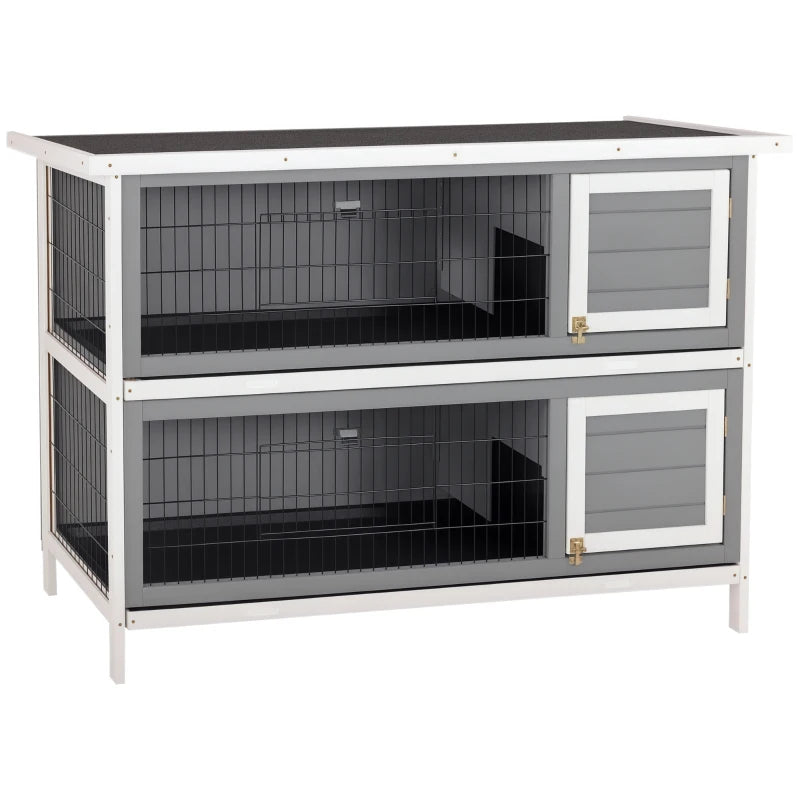 Nancy's Pistoia Dierenverblijf - Dierenhok - Konijnenhok - Weerbestendig - Grijs - Dennenhout - ± 135 x 50 x 95 cm