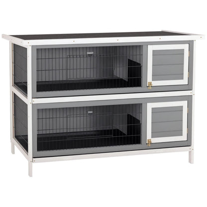 Nancy's Pistoia Dierenverblijf - Dierenhok - Konijnenhok - Weerbestendig - Grijs - Dennenhout - ± 135 x 50 x 95 cm