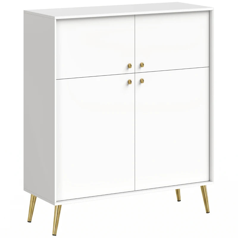 Nancy's Tenno Commode - Dressoir - Opbergkast - Crème / Goud - ± 105 x 40 x 125 cm