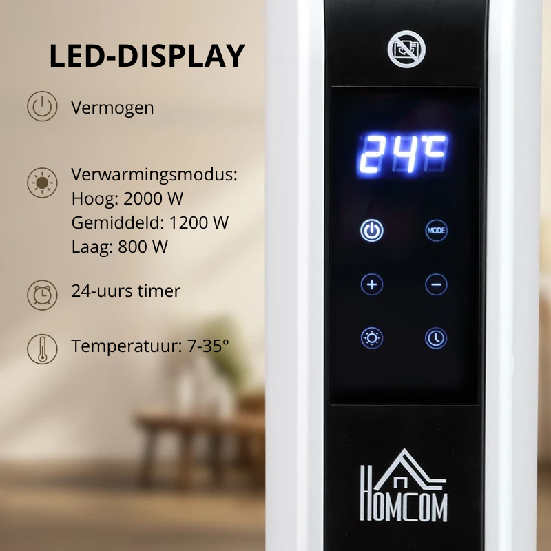 Nancy's Mura Mobiele Kachel - Elektrische Verwarming - Draagbare Verwarming - 3 Standen - Wit