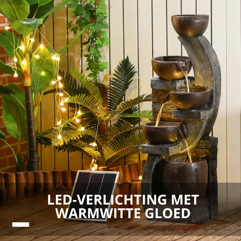Nancy's Sutri Fontein - Tuinfontein - LED-Verlichting - Watervalfontein - Grijs / Bruin - Kunsthars