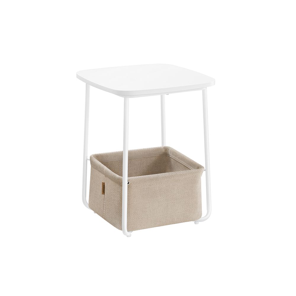 Nancy's Bedonia Bijzettafel - Salontafel - Nachtkastje - Vierkant - Wit / Camel bruin - 40 x 40 x 50 cm