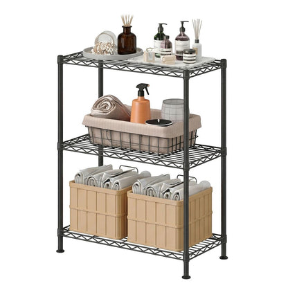 Nancy's Stazzano Stellingkast - Opslagrek - Opbergkast - Verstelbare legplanken - Zwart - Staal - ± 60 x 30 x 75 cm