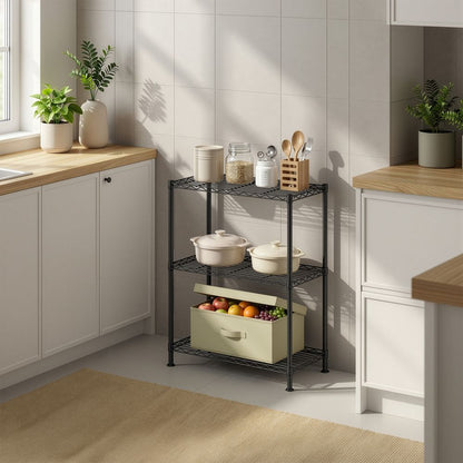 Nancy's Stazzano Stellingkast - Opslagrek - Opbergkast - Verstelbare legplanken - Zwart - Staal - ± 60 x 30 x 75 cm