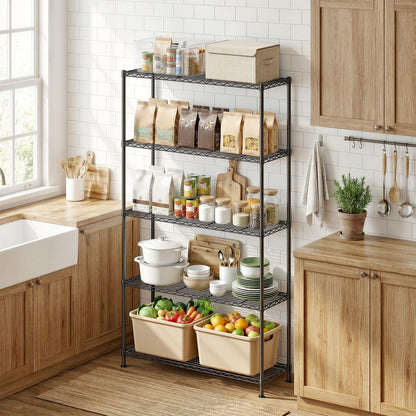 Nancy's Stazzema Stellingkast - Opbergrek - Opbergkast - Verstelbare planken - Zwart - Staal - ± 90 x 30 x 160 cm