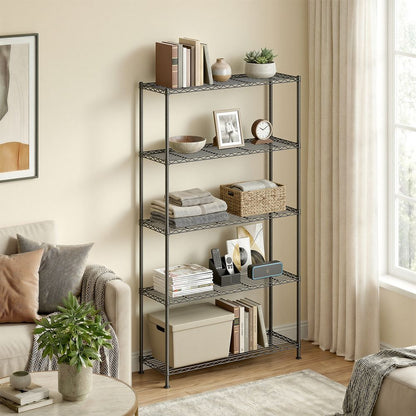 Nancy's Stazzema Stellingkast - Opbergrek - Opbergkast - Verstelbare planken - Zwart - Staal - ± 90 x 30 x 160 cm