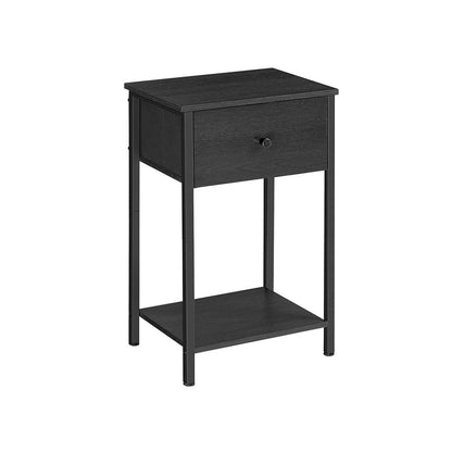 Nancy's Calne Bedside Table Black - Side table with drawer - Modern - 38 x 28 x 61 cm