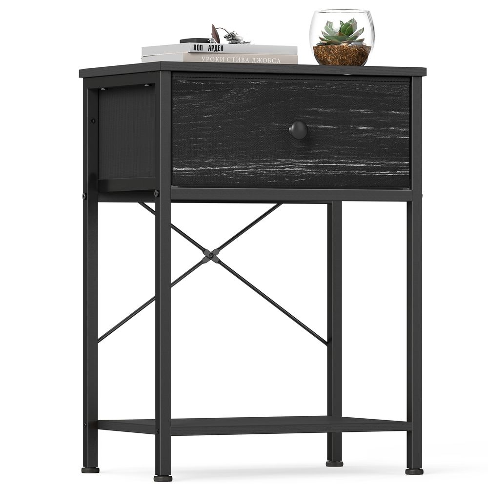 Nancy's Thiesi Nachtkastje - Geïntegreerd oplaadstation met USB-poorten - Zwart - ± 40 x 30 x 60 cm