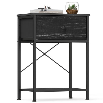 Nancy's Thiesi Nachtkastje - Geïntegreerd oplaadstation met USB-poorten - Zwart - ± 40 x 30 x 60 cm