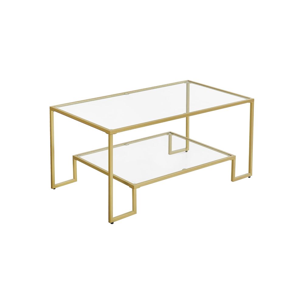 Nancy's Loftus Coffee Table Gold Transparent - Glass - Steel - Modern - 100 x 55 cm x 45 cm