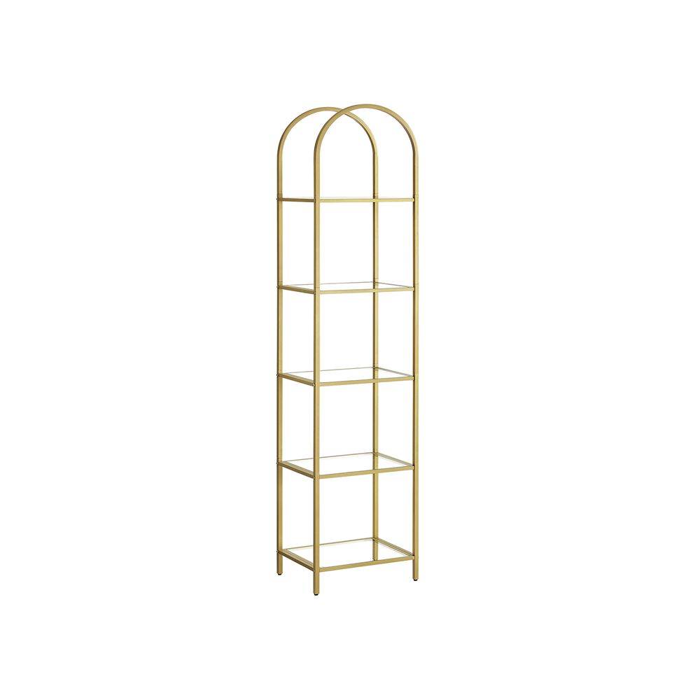 Nancy's Ventnor Boekenkast Goud - Staal - Glas - Modern - Opbergplank - 40 x 30,2 x 183,5 cm