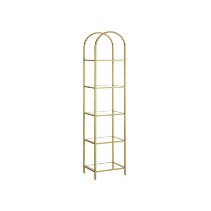 Nancy's Ventnor Bookcase Gold - Steel - Glass - Modern - Storage shelf - 40 x 30.2 x 183.5 cm