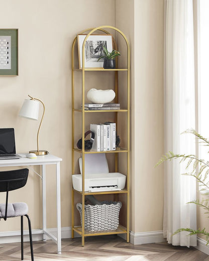 Nancy's Ventnor Bookcase Gold - Steel - Glass - Modern - Storage shelf - 40 x 30.2 x 183.5 cm