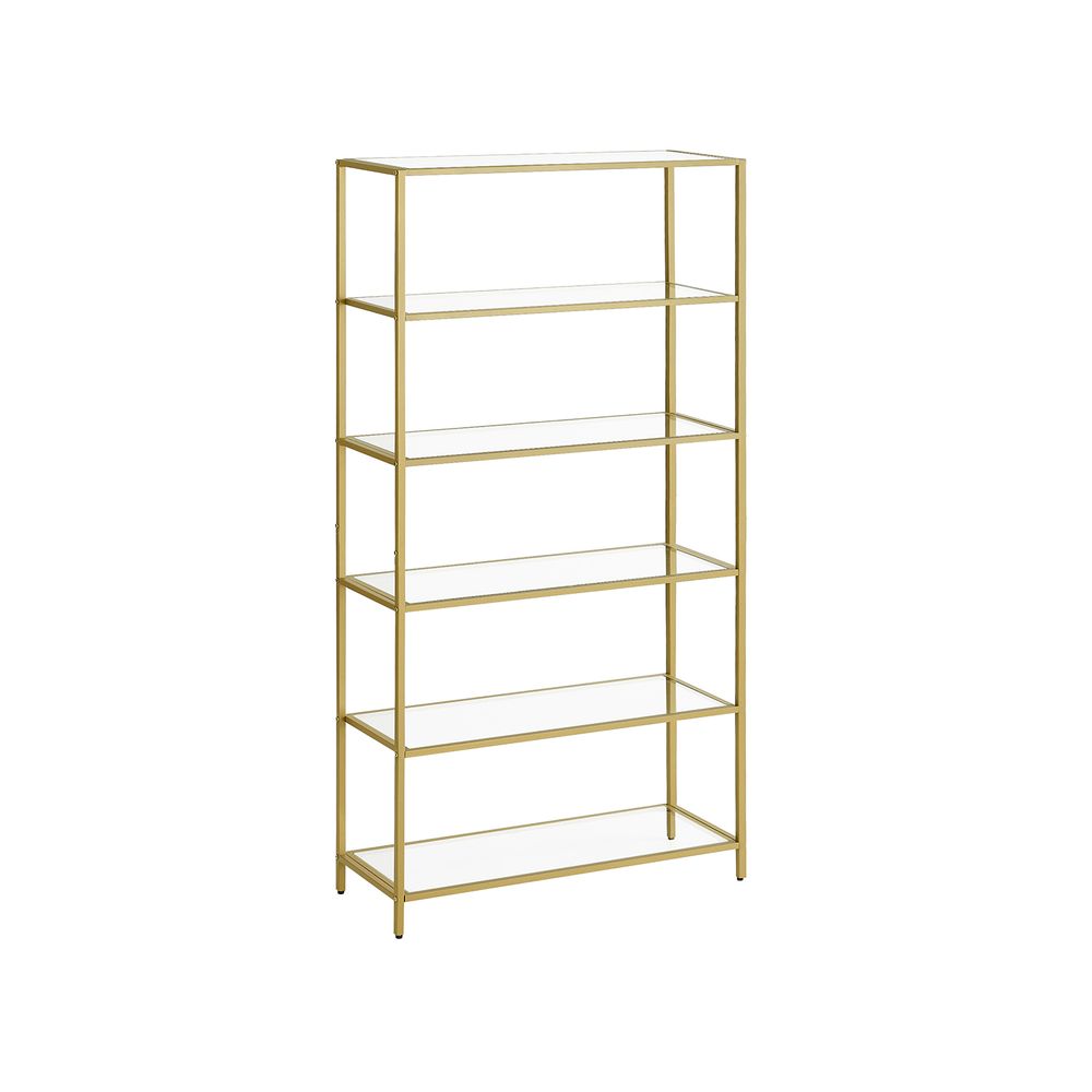 Nancy's Swindon Wandkast Goud - Boekenkast - Modern - Staal - Glas - 80 x 30 x 177,3 cm