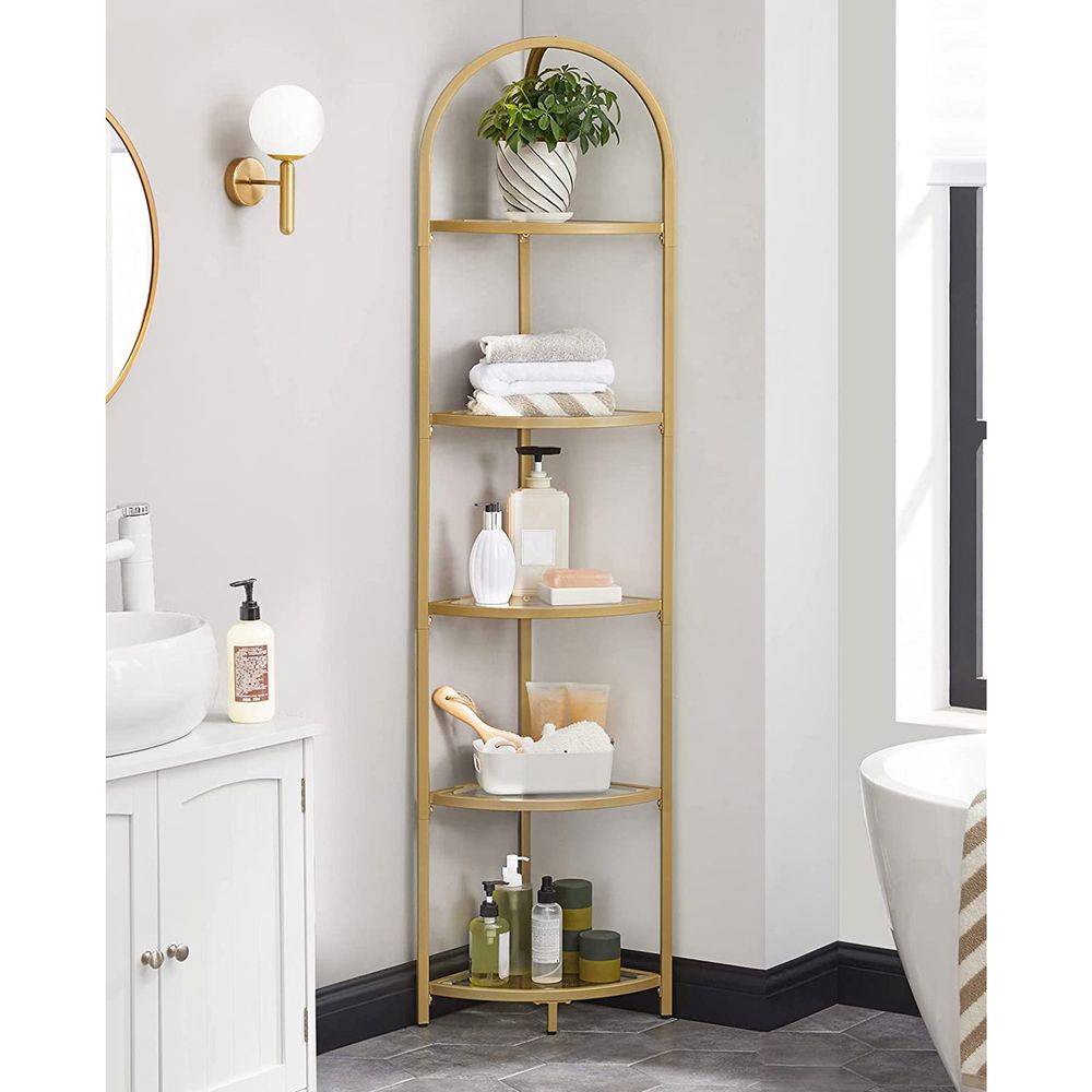 Nancy's Rye Corner Cabinet Gold - Meuble de salle de bain - Acier - Moderne - 28 x 28 x 158 cm
