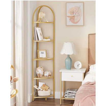 Nancy's Rye Corner Cabinet Gold - Bookcase - Bookshelf - Bathroom cabinet - Steel - Modern - 28 x 28 x 158 cm
