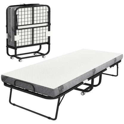 Nancy's Mirandola Logeerbed - Opklapbed - Vouwbed - Reisbed - Wit / Zwart