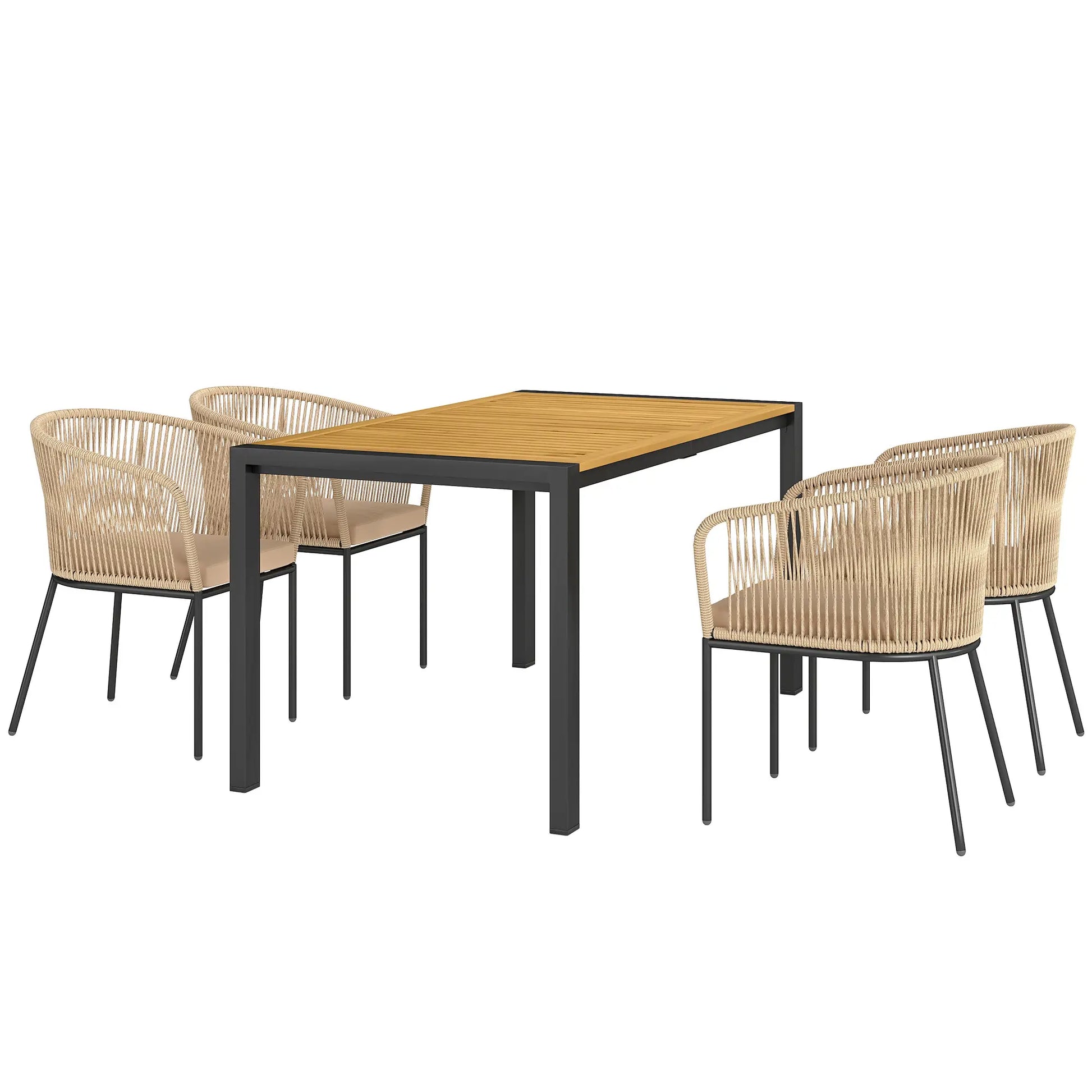 Nancy's Gavorrano Tuinset - Tuinmeubelset - Kaki / Zwart - Rotan / Acaciahout