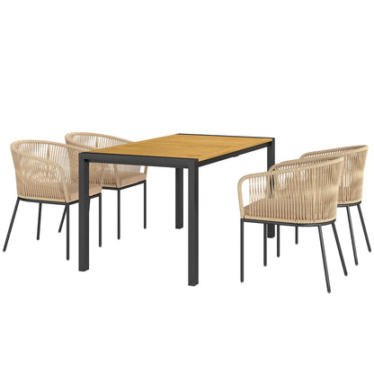 Nancy's Gavorrano Tuinset - Tuinmeubelset - Kaki / Zwart - Rotan / Acaciahout