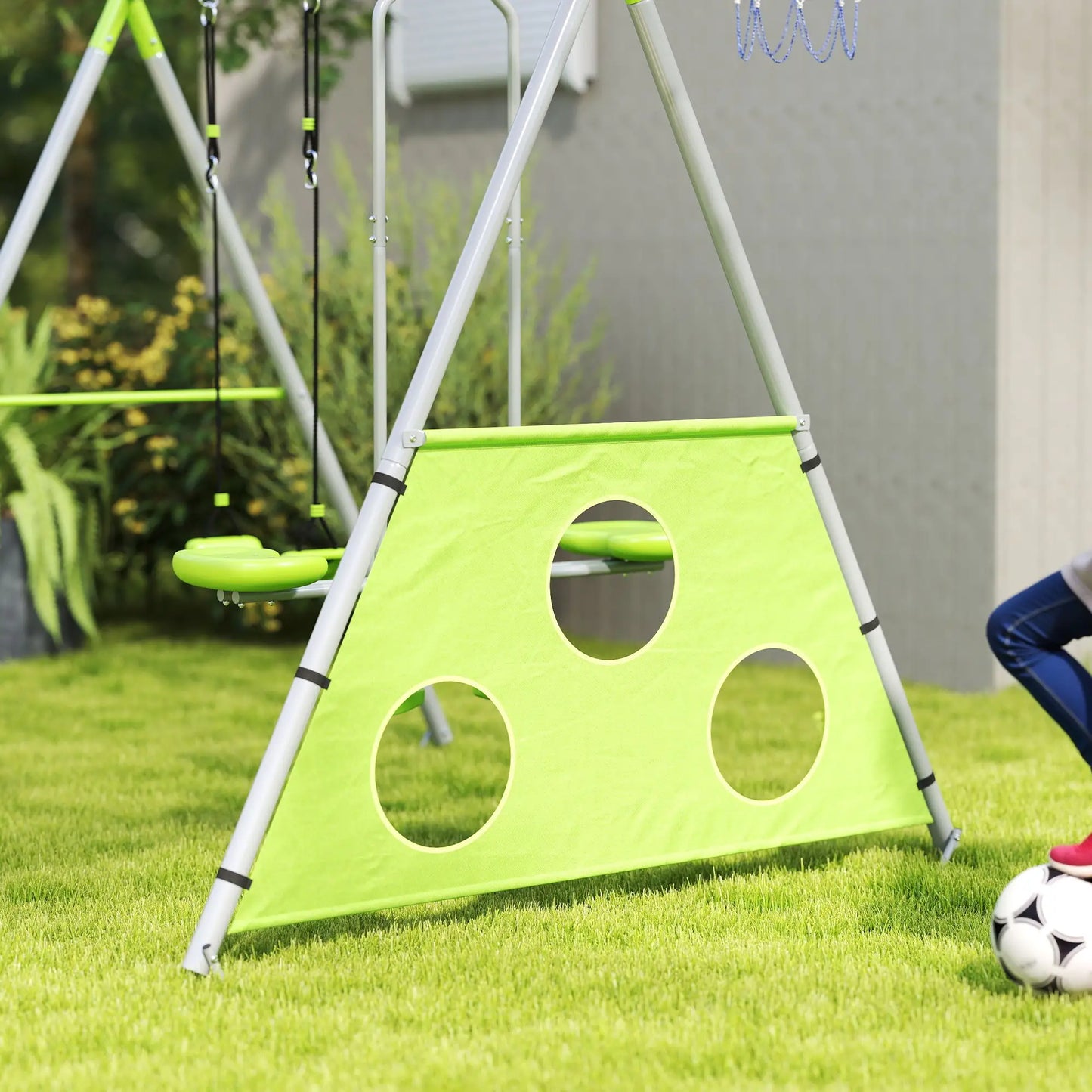 Nancy's Dragoni Speeltoestel - Kinderschommel - Schommelset - Groen / Grijs - ± 215 x 180 x 180 cm