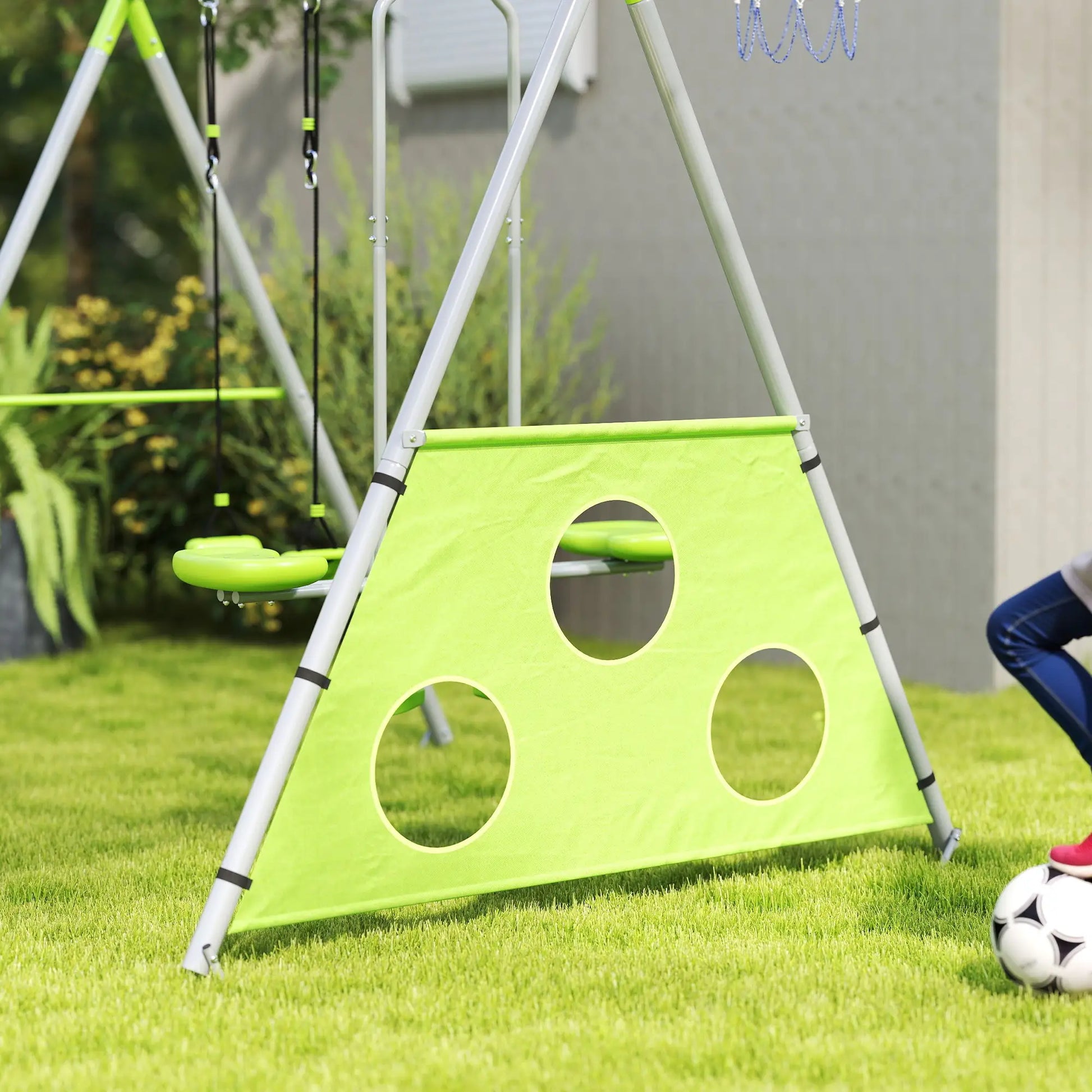 Nancy's Dragoni Speeltoestel - Kinderschommel - Schommelset - Groen / Grijs - ± 215 x 180 x 180 cm